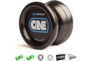 YOYO FACTORY YoyoFactory One Yoyo - Nero (dal Principiante al Professionista, Cuscinetto a Sfera in Metallo, Corda e Istruzioni Incluse)