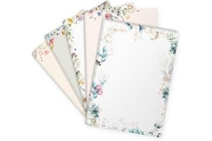 ‎EINLADUNGSKARTEN MANUFAKTUR HAMBURG Einladungskarten Manufaktur Hamburg 50 x Briefpapier MIX | Bunter Blumen Muster Papier Mix 5 Motive | Motivpapier A4 | edles Design Papier | beidseitig bedruckt | Set