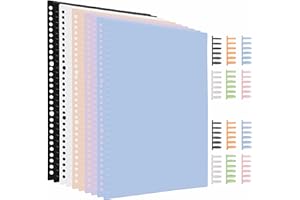 NIBOKEN 60pcs Canutillos Encuadernar de Plástico de 6 Agujeros Carpetas de Hojas Sueltas Anillo de Encuadernación Espinas Peines, 10pcs Cubierta para DIY Papel Cuaderno Álbum Oficina Escolar