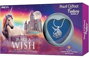 WIDDLE GIFTS Wish Pearl Kit Creations Kit, Pendant Necklact, Cultured Pearl Oyster Necklace with Box Pearl in Oyster for Girl Women - Unicorn 6684