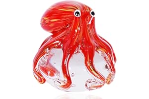 EUSTUMA Figurine de pieuvre soufflée à la bouche en verre - Ornement d'animaux marins pour aquarium, collection d'animaux marins comme cadeau d'anniversaire, presse-papier de bureau en verre pour le bureau