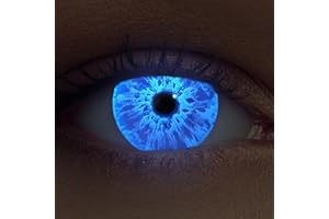 DESIGNLENSES, Leuchtende Halloween The Purge Kostüm Kontaktlinsen blau, 1 Paar (2 Stück),weiche UV Neon Farblinsen "Sparkle" (Sparkle Blau, 14.00, 0.00)