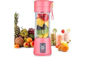 AUFELL Portable Blender Mini Blenders Smoothies Shakes Juicer Cup USB Rechargeable Six Blades in 3D for Superb Mixing 380mL Pink