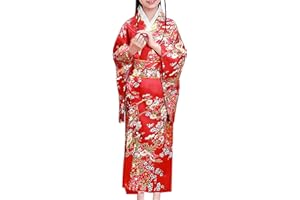 FGUUTYM Kimono Enfants Filles Japonais : Yukata Vintage Style Japonais Vêtements Traditionnel Vêtements de Mariage Fête Performance Robe de Soirée Manches Longues Imprimé Kimono Yukata Robe de bal