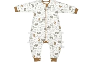 LILBESTIE Toddler Sleeping Bag, 1.5 TOG Baby Sleeping Bag with Legs 100% Cotton Toddler Sleep Sack with Arms 2-3 Years, Animals