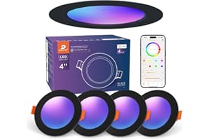 DUSKTEC Spot LED Noir Encastrable RGBW Couleur Bluetooth Connecté Alexa, APP Dimmable, Spot LED 220V Salle de Bain IP44, 2700K-6000K Luminaire Encastrable Plafond Multicolore, Trou 100-112mm