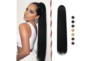 ‎SOFEIYAN Sofeiyan Pferdeschwanz Haarteil Haarverlängerung mit Kordelzug 60cm Langer Gerade Zopf Pferdeschwanz Natürlicher Weicher Haarverlängerung Synthetische Ponytail Extension für Frauen, Schwarz