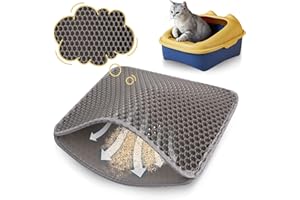 DINSONG Tapis de litière gris pour chat - 30 x 30 cm - En nid d'abeille - Étanche - Double couche - Design nid d'abeille - Pour la propreté avec litière pour chat
