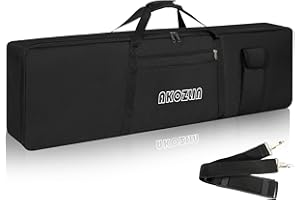 AKOZLIN Funda de teclado acolchada portátil de 88 teclas, dimensiones 54 x 6.7 x 13.2 pulgadas, bolsa eléctrica para teclado de piano (negro y amarillo)