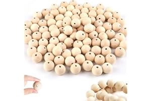 MXJFYY Redondas Bolas Cuentas de Madera, 150 Piezas 20 mm Natural redondas de Madera con Agujero Grande, Para la Fabricación de Manualidades de Decoraciones, Para el hogar, Joyas de Bricolaje (20mm, 150pcs)