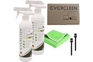 EVERCLEEN Screen Cleaner Pro Limpiador de pantallas 2x 500ml + 2x paño de microfibra. Limpiador ecológico y vegano "Made in Germany" para TV PC portátil tableta pantallas, gafas y smartphone