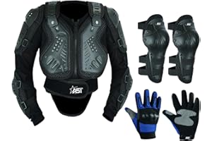 STAR AST Kids Children’s Safety Protective Reflective Body Armor Suit Back Protector Great for Sporting Activities with Knee Pad & Hard Knuckle Gloves Sleeveless Suit