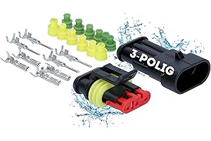 Kalitec KALI-1003 AMP Superseal-set 3-polig I automobielstekker 1,50 mm² I waterdicht IP67 I oliebestendige snelkoppeling van glasvezelversterkt polyamide voor auto, motorfiets