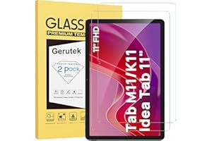 Gerutek 2 Piezas Protector Pantalla para Lenovo Tab M11 2024 / K11 / Lenovo Idea Tab 2025, 11" (TB-336FU/330FU/331FC/330XU), Dureza 9H, Antiarañazos, Antihuellas, Sin Burbujas, Cristal Vidrio Templado