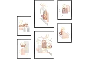 Heimlich Set di Stampe da Parete - Senza Cornici - Decorazioni da Muro per Soggiorno, Camera da Letto e Cucina - Poster Abbinati - | 2 x A3 & 4 x A4-30x42 & 21x30 | » Acquerello Astratto I. «