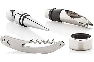 BARBACADO Set à vin 4 Accessoires, Coffret Sommelier, Coffret vin, Accessoires pour Le vin, Tire-Bouchon, limonadier, Coffret oenophile, Cadeau fête des pères, Cadeau Papa