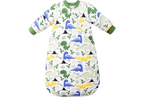 MIKAFEN Sac de dormition bébé pour l'hiver, 3,5 tog avec Manches Amovibles, Sac de dormition en Coton 100% avec Bras,Dinosaures 78-90cm/14-24 Monate