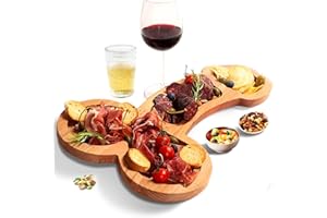 Kyduu Planche à apéritif, Planche à fromage en bois,Plateau à Fromage Ensemble,Bois Massif et Planches à Charcuterie Convient Coutellerie Amusante Cuisine pour Les Pique niques et Les fêtes (L)