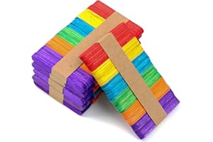 QEEYON 300 Pezzi Bastoncini Legno Colorati, 6,5 cm Stecchi Gelato a Mano per Artigianato Domestico e Scolastico, Bricolage Art Lollipop del Mestiere di DIY