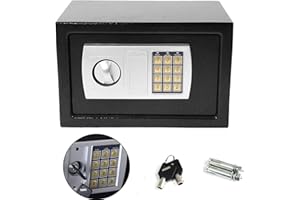 BOWOSE Electronic Safe 8.5L Cash Digital Safe Lock Box Steel Security Construction with 2 Keys For Office or Home Wall or Floor Mounted 20x31x20CM, Black