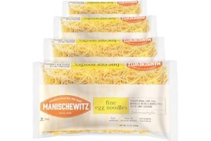 Manischewitz Premium Enriched Fine Egg Noodles 340g (Pack of 4) Great in Soups & Stews, No Preservatives, Low Sodium