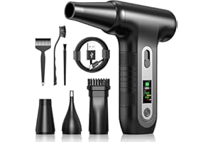 ‎LUCKEA Elektrische Staubgebläse mit HD-Display - Electric Air Duster 200000 RPM mit LED-Licht, Mini-Gebläse mit Akku, Druckluftspray PC Reinigung, Luftgebläse für Tastatur, Haus, Outdoor, Auto, W06, Schwarz