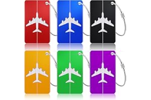 EURTES 6-częściowa przywieszka bagażowa z etykietą adresową, aluminiowa przywieszka bagażowa do podróży lotniczych z pętlą ze stali nierdzewnej i wodoodporną przywieszką bagażową z PVC do toreb podróżnych