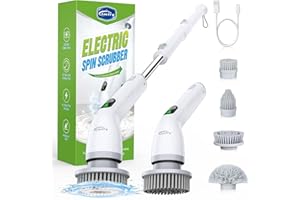 LUCTRY Elektrische Reinigungsbürste mit 4 Aufsätzen, 400 U/min Turbo, Teleskopgriff & 2500mAh Akku – Bad, Küche, Fliesen, Auto, Fugen – Kabellos & wasserdicht