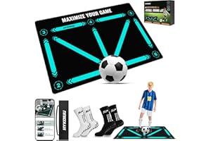 HYKOIUU Alfombra Entrenamiento Futbol Kit 60x90 con Vídeos de Entrenamiento y Calcetines Antideslizantes Futbol Alfombra Futbol Entrenamiento Profesional – Niños Tapete Treino Futebol