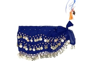BESSY SHOP Cintura di Danza Dello Stomaco,Cintura di Danza del Ventre,gonna da asciugamano da asciugamano in costume da ballo,cintura da ballo orientale,sequel di sciarpa di seta di danza di pancia (blu)