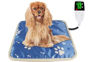 LUFEIS Manta Eléctrica para Mascotas, Almohadilla Térmica Perros, Alfombra Calefactora para Perros y Gatos con Temporizador con Tubo Anti-mordedura (45 × 45 cm)