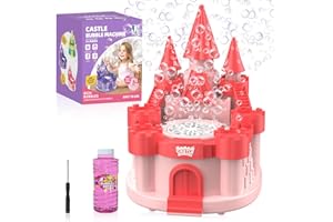P PANACARE Machine à Bulles Castle, Souffleur de Bulles Automatique, 10000 Bulles par Minute/lumière LED, avec Solution à Bulles, Jouet à Bulles électrique, pour Les fêtes d'anniversaire en Plein Air (Pink)