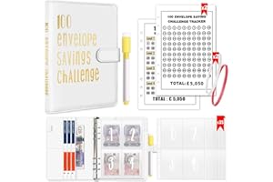 ROYAYA A5 Money Budget Binder, 100 Envelope Saving Challenge, Money Saving Wallet Money Organizer Envelopes Budget Planner with Pen & Tracker, Cash Stuffing Budget Wallet for School Home Office Travel Diary