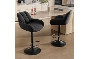 Hawthyhome Bar Stools Set of 2 Breakfast Bar Chairs Swivel Dining Barstools Modern Height Adjustable Kitchen Island Chairs Black
