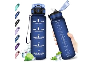 KollyKolla Borraccia 1 litro, Bottiglia Acqua con Cannuccia, a Prova di Perdite, Borraccia Palestra, Borraccia Motivazionale, Borracce per Adulto, Bambini, Sport, Scuola, Ciclismo, Gym