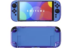 PlayVital Funda Dockable para Nintendo Switch 2, Carcasa Protectora con Soporte Extra y Tapas de Joystick, Accesorios para Switch 2 - Color Sólido Serie (Azul a Violeta)