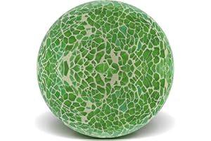 Yatinkim Green Glass Orbs Decorative Balls for Centerpiece Bowls Mosaic Decor Sphere Round Ball Vases Fillers Dining Table Mantle Wedding Party 1pcs 3.35 Inch