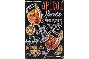LUCKYLINDE 30 x 20 cm - Retro Blechschild, Bar Schild, Cocktail Rezept, Summer Feeling - Aperol Spritz - Prosecco (Rezept Tafel)