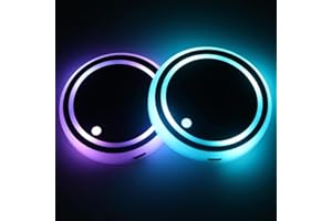 MEIEGOU 2pcs LED Car Coasters, Car Cup Holder Insert, with 7 Colors Luminescent Car Cup Coaster,USB Charging, Suitable for Car Accessories For Women Car Accessories For Men