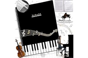 dcas A4 Notenmappe, Musiknotizbuch, Aufklappbare Notenmappe, Wasserdicht Musikordner, Schwarz Chormappe Musik Notenständer, Chor Musikordner, 30 Taschen / 60 Seiten, Für Musiker, Schule, Haushalt
