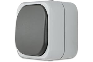 REV AquaTop, Ausschalter - Wechselschalter Feuchtraum IP44, Aufputz, grau
