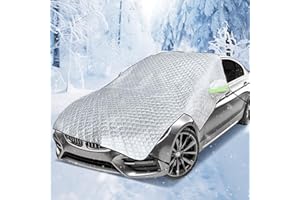 FFTANXS Protector Parabrisas Hielo Coche, 230 x 242 cm Carro Windshield Cover, Protector Luna Coche Hielo con Orejeras Reflectantes,Anti Nieve,UV,Apto para Mayoría los Modelos,Universal&Plegable