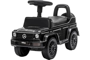 Baroni Toys Suv Mercedes Ride-On Macchinina Spingi e Vai per Bambini 1-4 Anni, Fari LED, Suoni Realistici, Ruote Antiscivolo, Vano Portaoggetti, 69.5x29x43 cm Nera