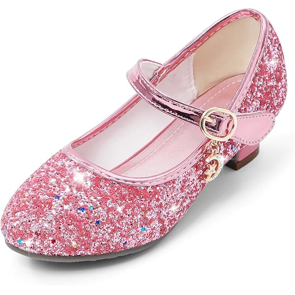 Filles H3R091 Glitter Effect Talon Haut Robe Chaussure Senior Tailles