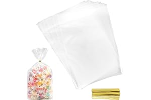 LDYLLICSTYLE Sachet Bonbon,Sachet Bonbons Anniversaire,Sachet Plastique Transparent,Sac Transparent,Sachet Bonbon Transparent,Sachet Bonbons,Sachet Transparent Bonbon,Pochette Bonbon Anniversaire,15×23cm 50 Pièces