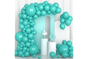 OUSUGA Globos Azul Teal, 106 piezas 5 10 12 18 Pulgadas Turquoise Balloon Arch Garland Kit with Balloon Ribbon for Girls Women Boys Deco Birthday Party Wedding Bridal Shower Anniversary Decorations