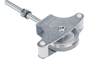 Amig - Polea con Roldana metálica para tendedero de Ropa - Fabricada en Acero - Roldana metálica de 39mm - Incluye Tornillo de sujeción y guías - Polea tendedero Segura - Polea tendedero Exterior
