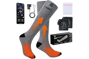 Minthouz Heated Socks with APP Control, 7.4V 5000mAh Rechargeable Battery Powered Thermal Socks for Men & Women, Machine Washable Electric Warming Socks for Cold Feet, Camping, Hiking, Outdoor Work