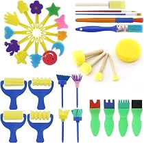 Set 12 Pennelli Per Pittura Spugna Per Bambini, Rulli Morbidi