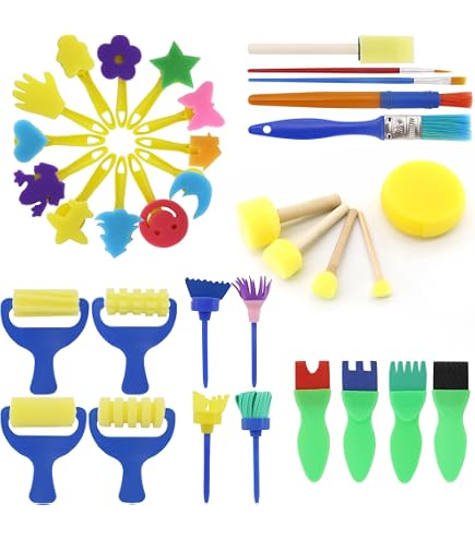 Lot De 30 Pinceaux Éponge Réutilisables Pour Enfants - Travaux Manuels École Et Famille